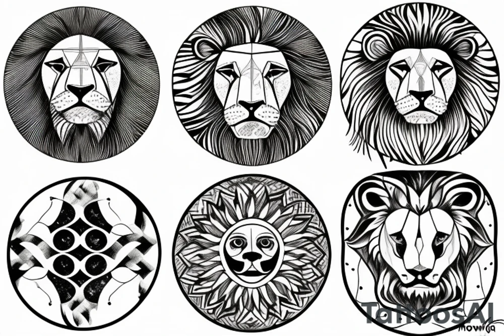 Lion sun tattoo idea