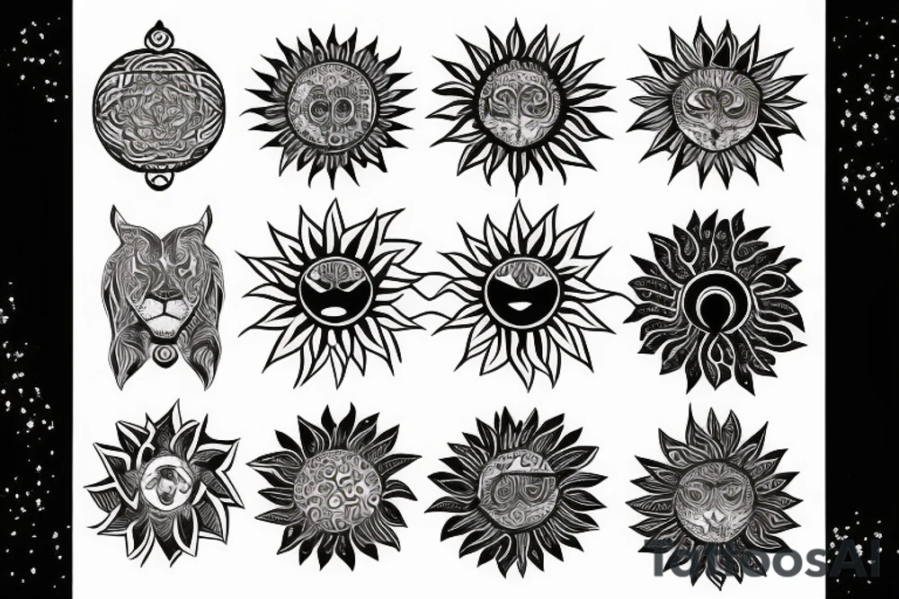 Lion sun tattoo idea
