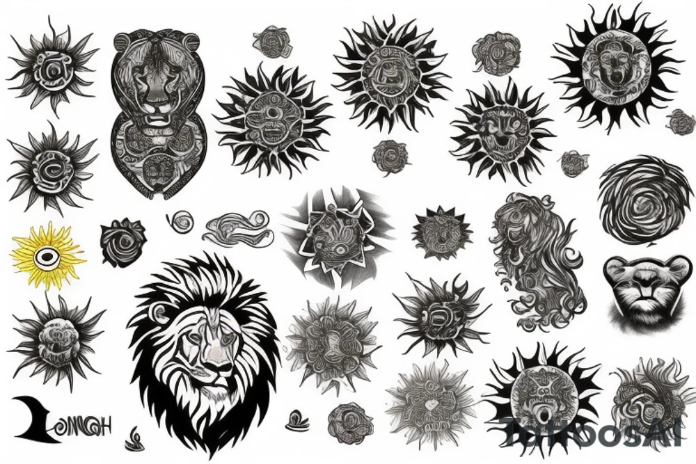 Lion sun tattoo idea