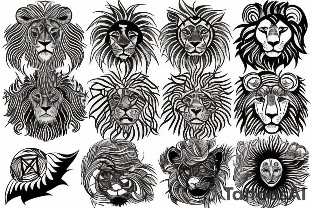 Lion sun tattoo idea