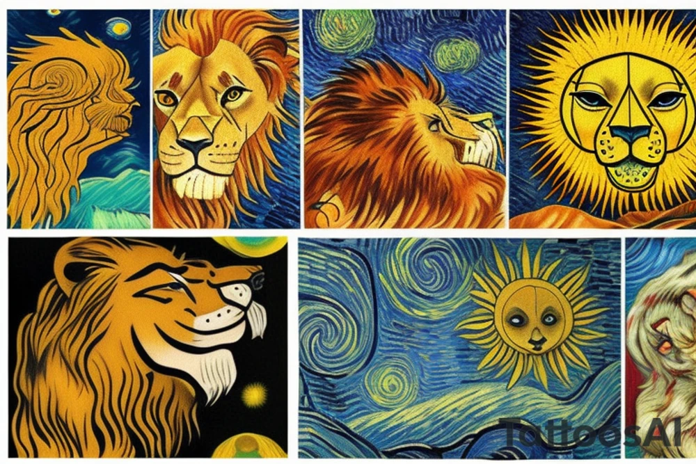 Lion sun tattoo idea
