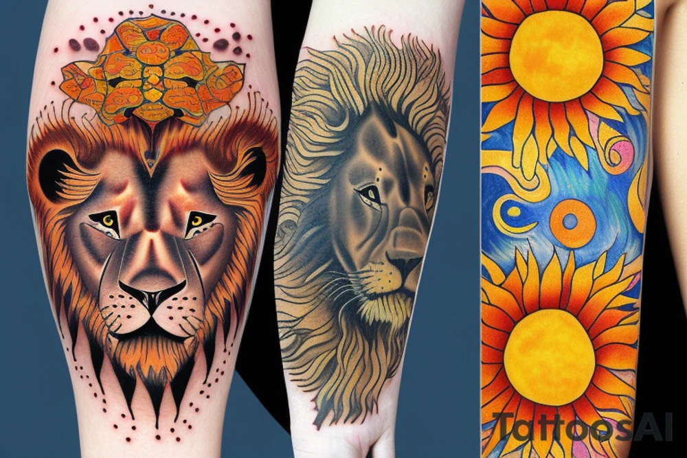 Lion sun tattoo idea