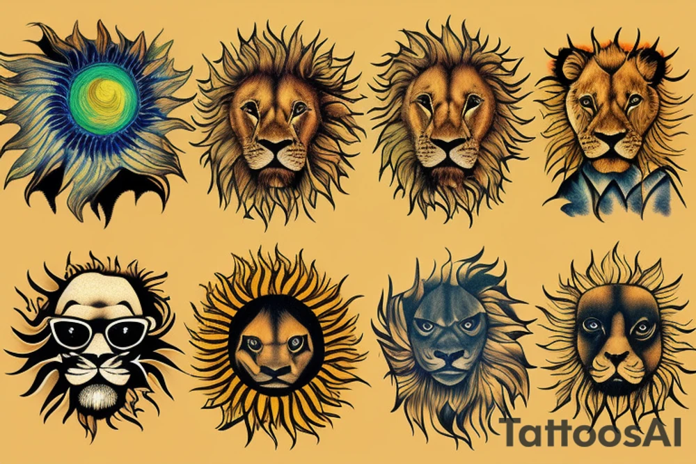 Lion sun tattoo idea
