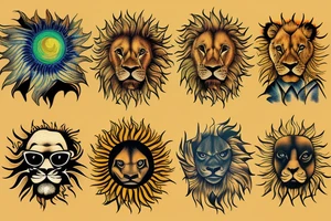 Lion sun tattoo idea