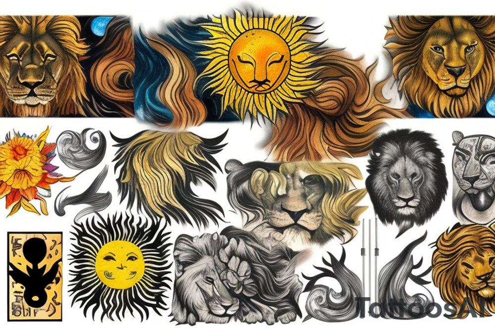 Lion sun tattoo idea