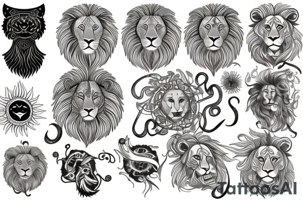 Lion + sun tattoo idea