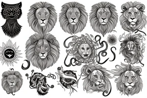 Lion + sun tattoo idea