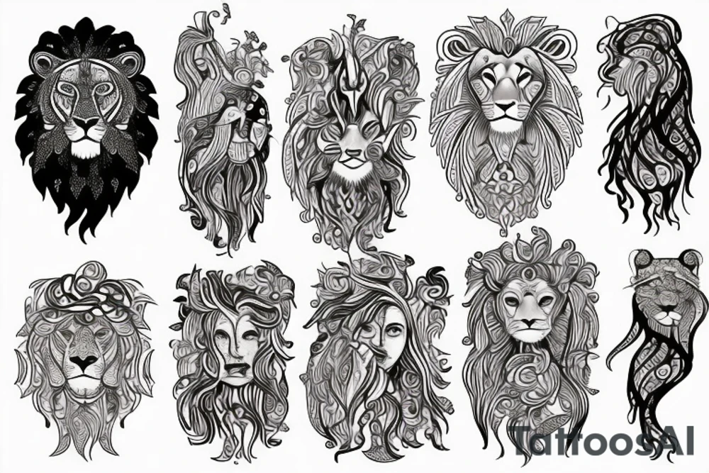 Lion + sun tattoo idea