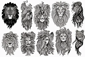 Lion + sun tattoo idea