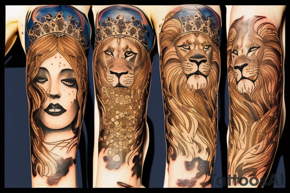 Lion + sun tattoo idea