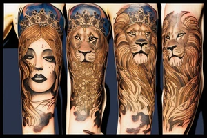 Lion + sun tattoo idea