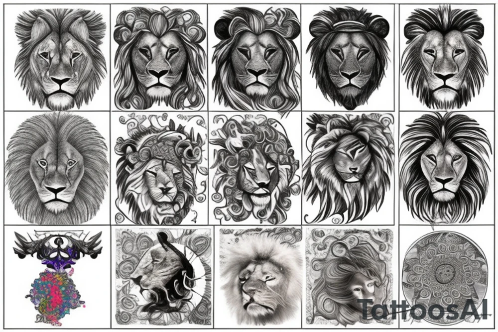 Lion + sun tattoo idea
