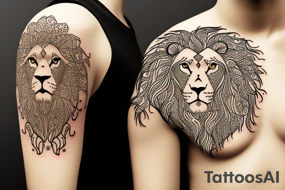 Lion + sun tattoo idea