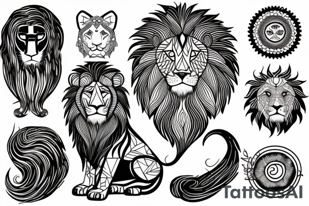 Lion + sun tattoo idea