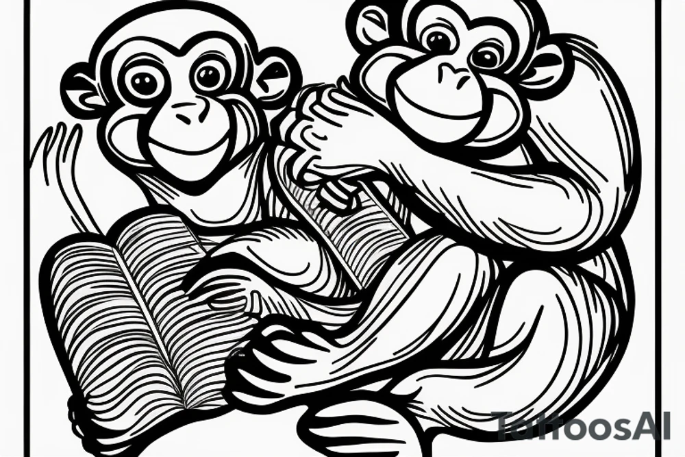 Monkey reading a book tattoo idea