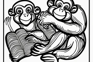 Monkey reading a book tattoo idea