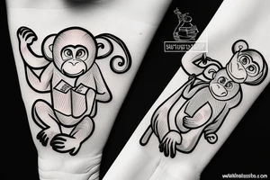 Monkey reading a book tattoo idea