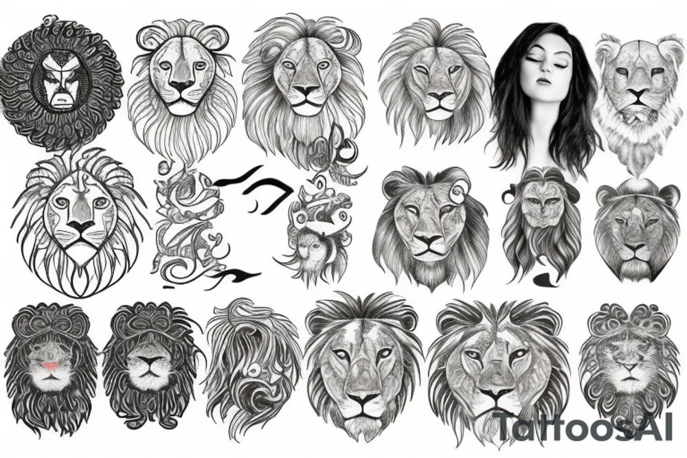 Lion + sun tattoo idea