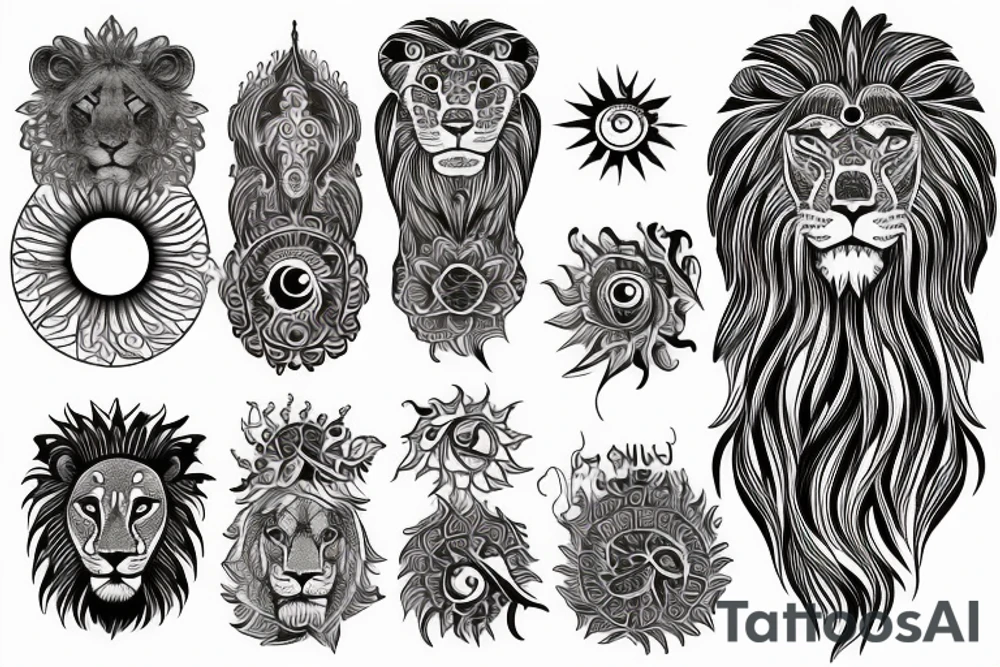 Lion + sun tattoo idea