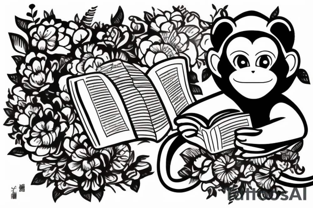 Monkey reading a book tattoo idea