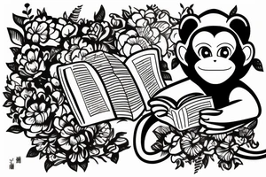 Monkey reading a book tattoo idea