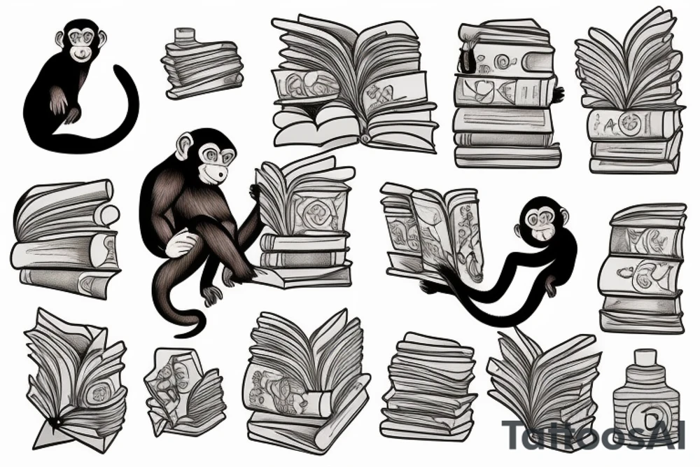 Monkey reading a book tattoo idea