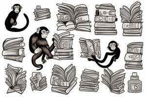 Monkey reading a book tattoo idea