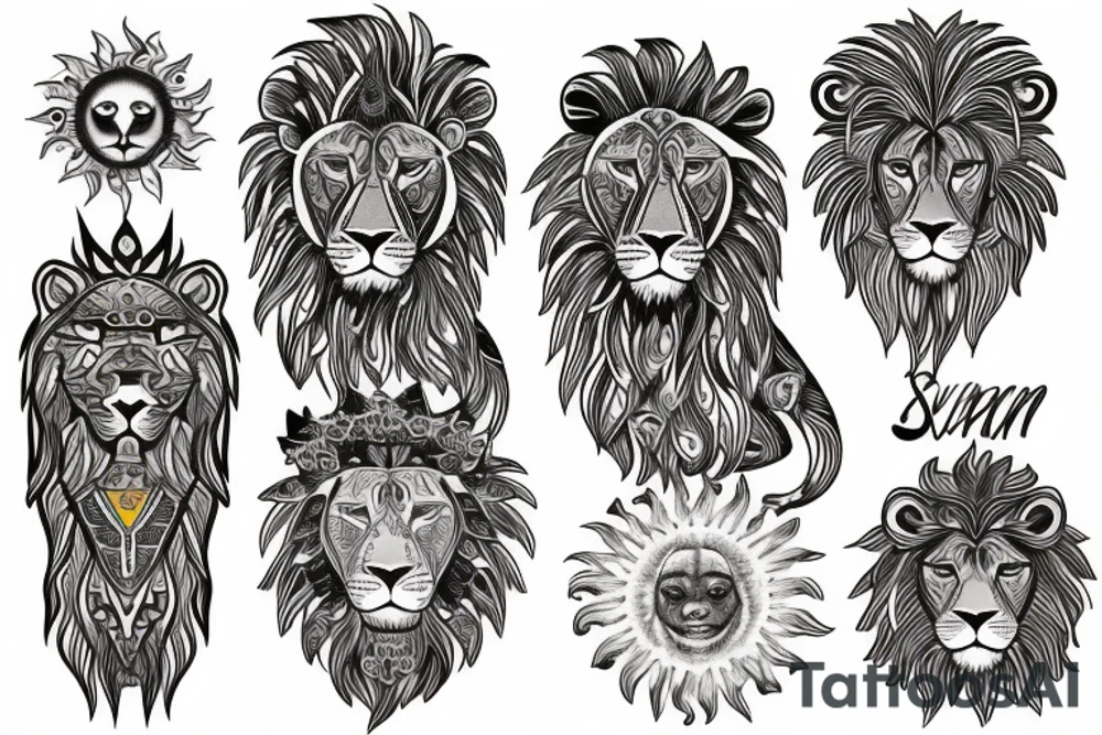 Lion + sun tattoo idea