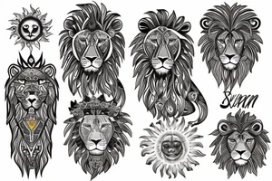 Lion + sun tattoo idea
