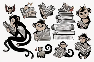 Monkey reading a book tattoo idea