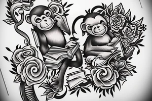 Monkey reading a book tattoo idea