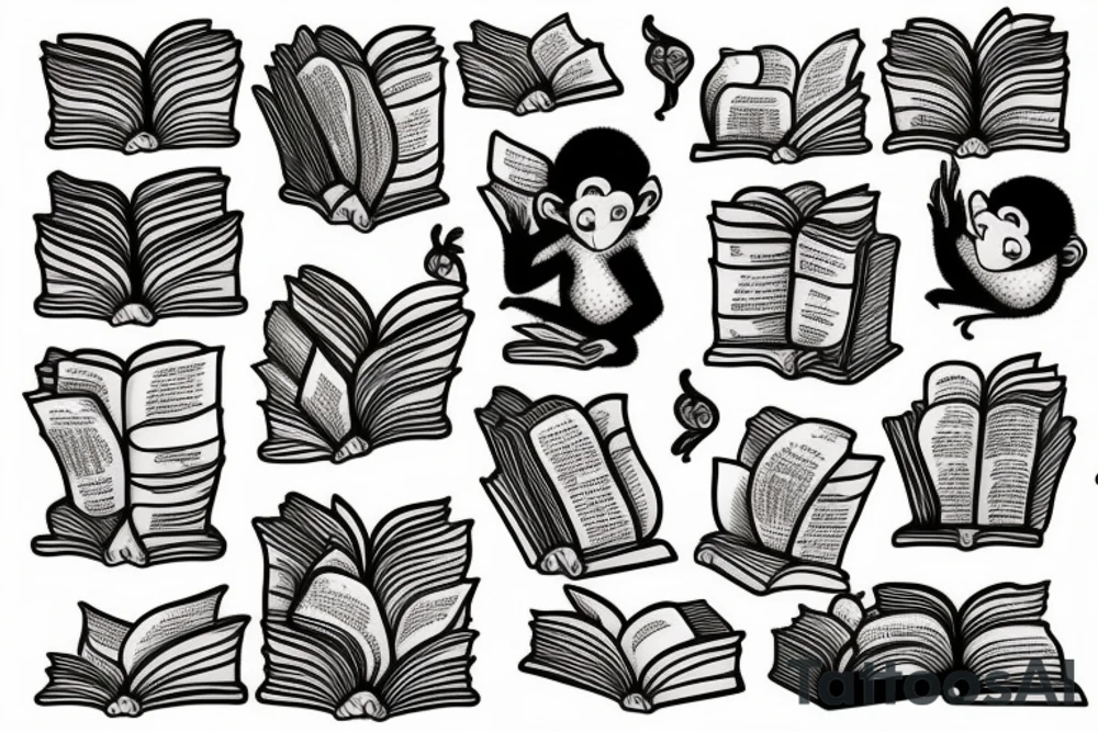 Monkey reading a book tattoo idea