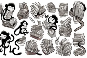 Monkey reading a book tattoo idea