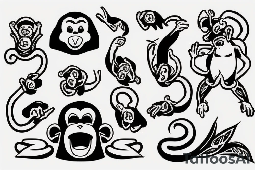 Simple monkey with the name Rook secretly hidden within the design tattoo idea