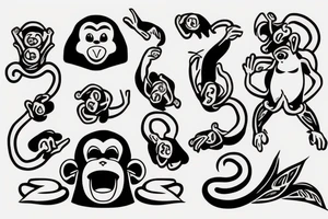 Simple monkey with the name Rook secretly hidden within the design tattoo idea
