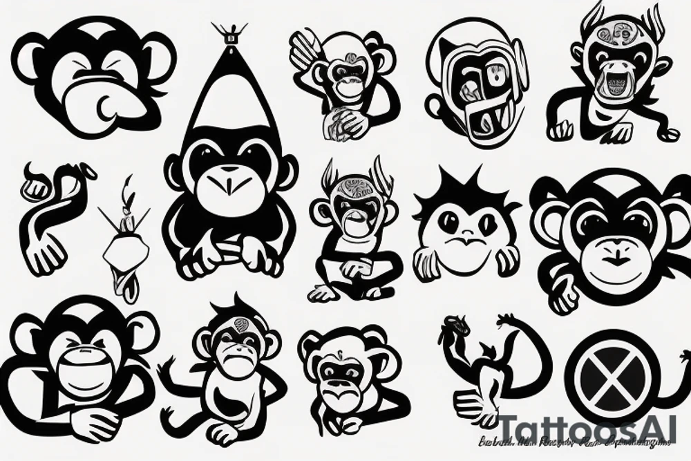 Simple monkey with the name Rook secretly hidden within the design tattoo idea