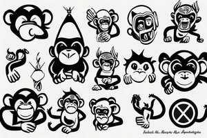 Simple monkey with the name Rook secretly hidden within the design tattoo idea