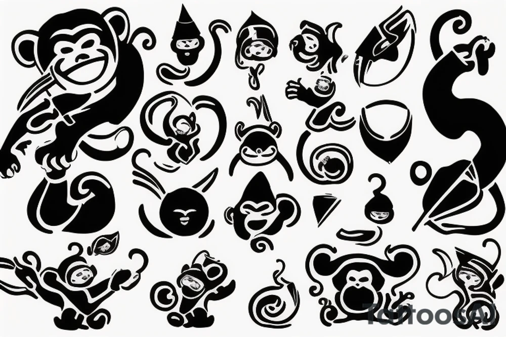 Simple monkey with the name Rook secretly hidden within the design tattoo idea