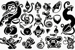 Simple monkey with the name Rook secretly hidden within the design tattoo idea