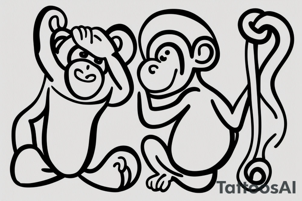 Cute, simple monkey design that’s feminine tattoo idea