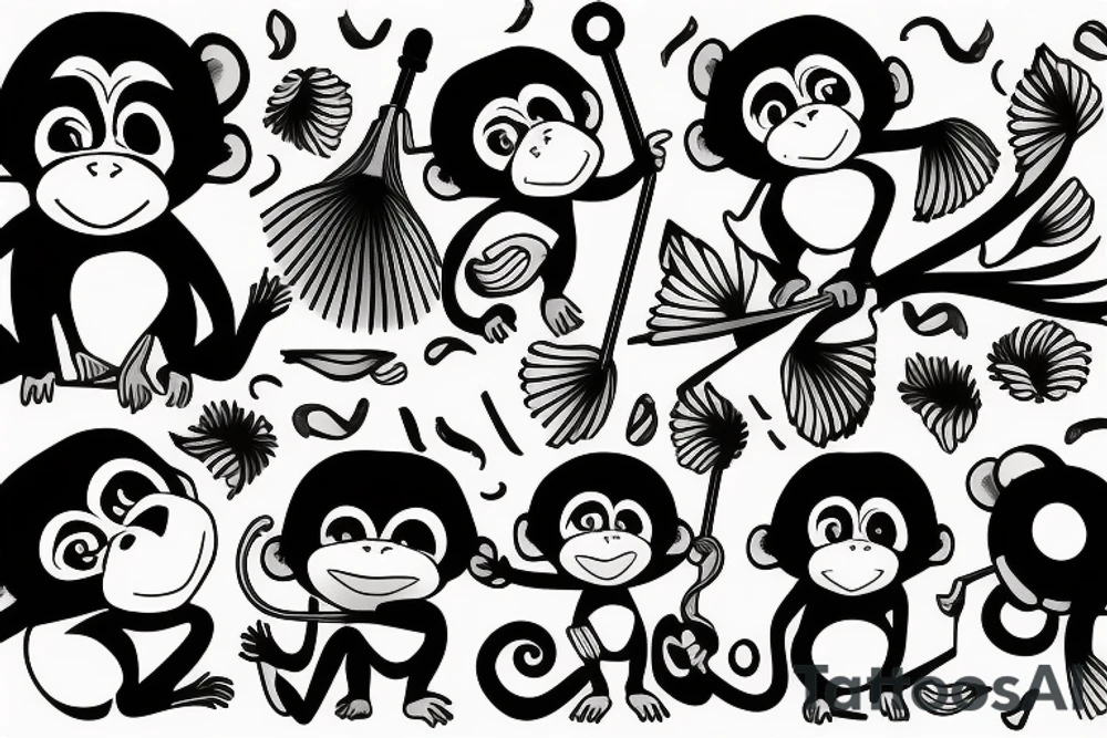 Monkey holding an umbrella tattoo idea