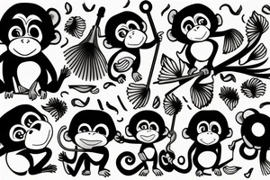 Monkey holding an umbrella tattoo idea