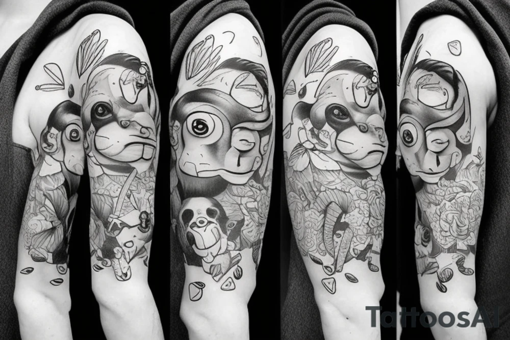 Monkey holding an umbrella tattoo idea