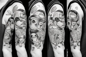Monkey holding an umbrella tattoo idea