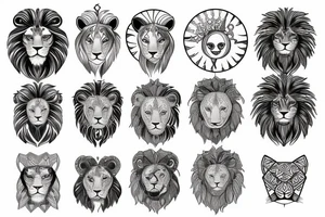Lion with a sun tattoo idea