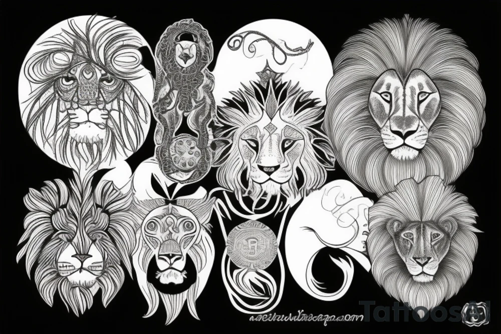 Lion with a sun tattoo idea