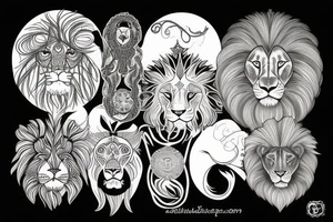Lion with a sun tattoo idea