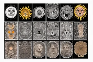 Lion with a sun tattoo idea