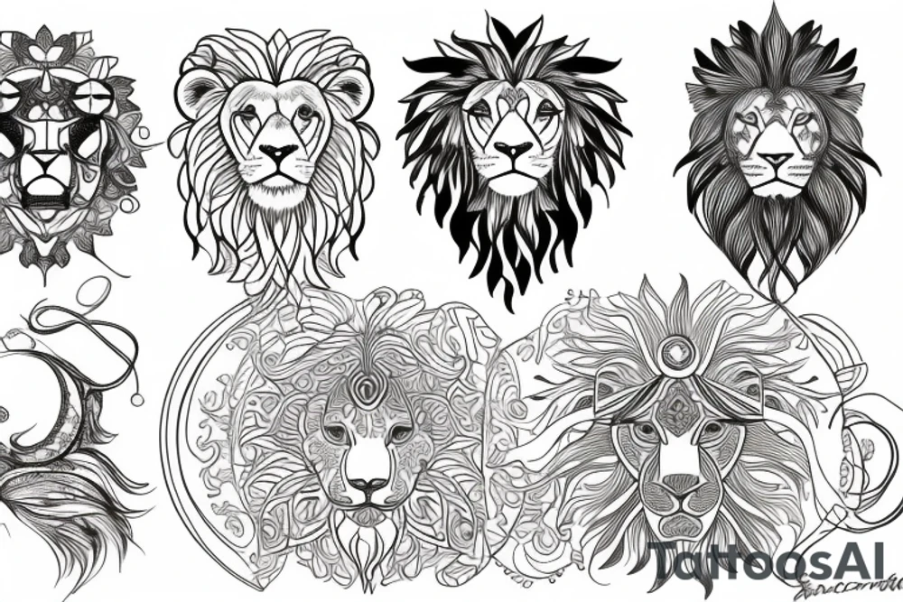 Lion with a sun tattoo idea