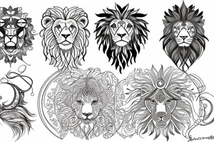 Lion with a sun tattoo idea